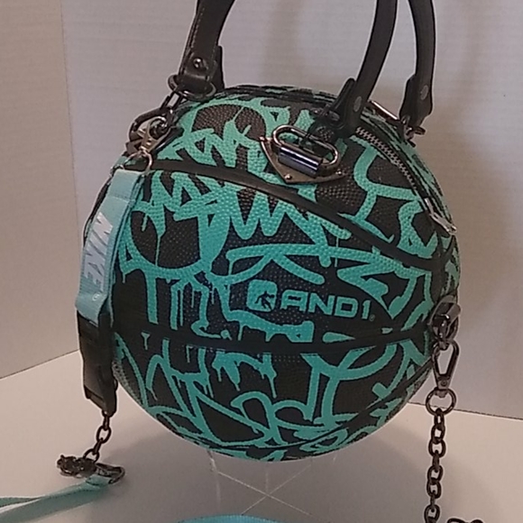 NWT HANDMADE Graffiti And1 Black&Mint Basketball Purse 🏀 - Picture 8 of 16